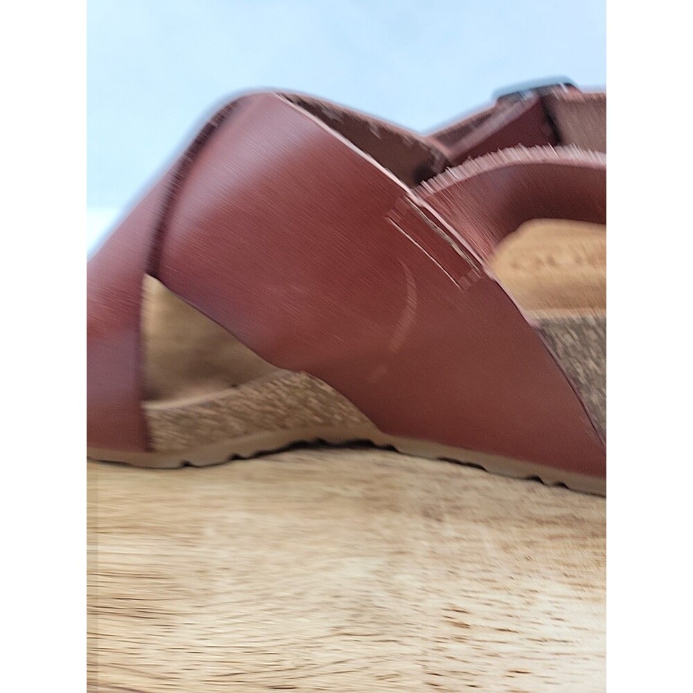 Yokono Womens Brown Leather Cross Strap Wedge Sandals Shoes SZ 9.5 Made in Spain - Picture 9 of 10